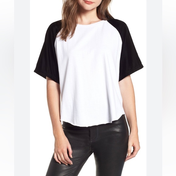 Current/Elliott Womens The Velvet Raglan Tee - Picture 1 of 7